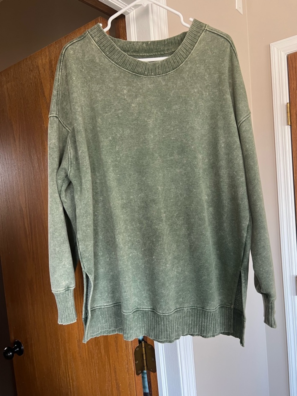 SO Olive Green Ribbed Crewneck Sweatshirt